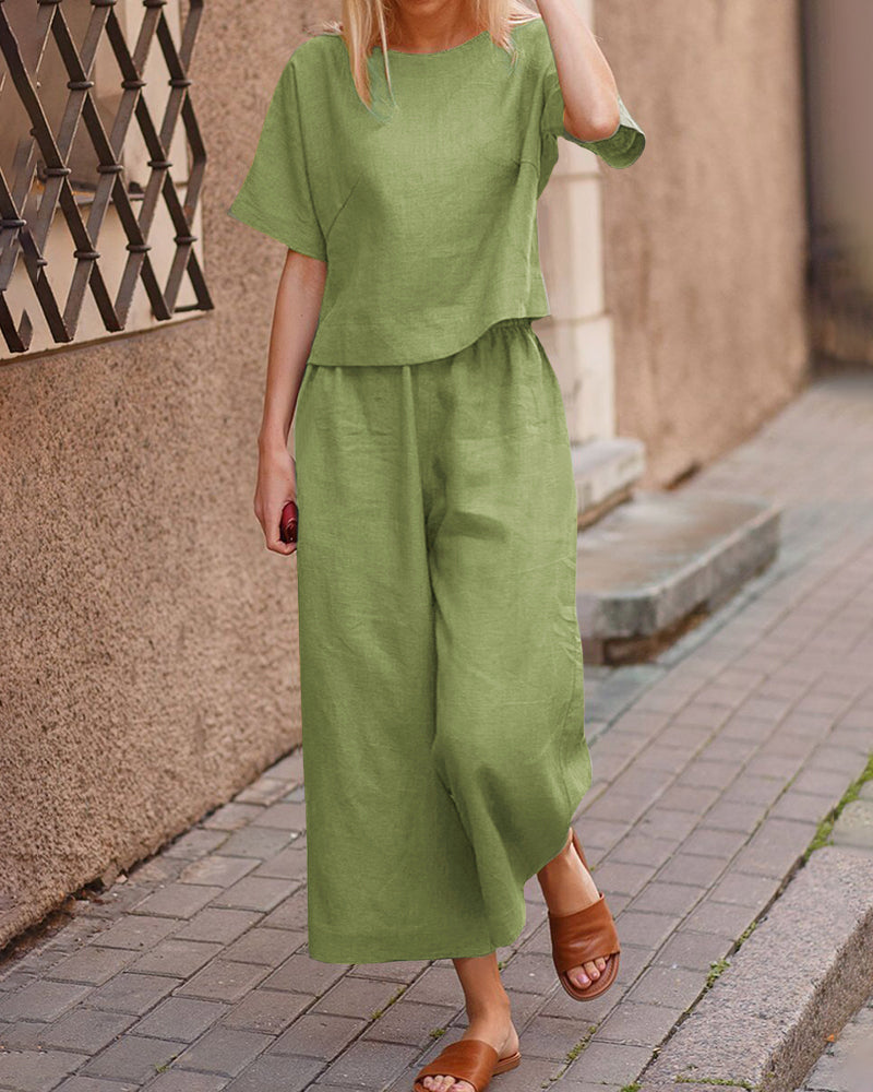 Alina - Modern Tweedelig Set met Fladdertop voor Dames | Stijlvol en Comfortabel Outfit