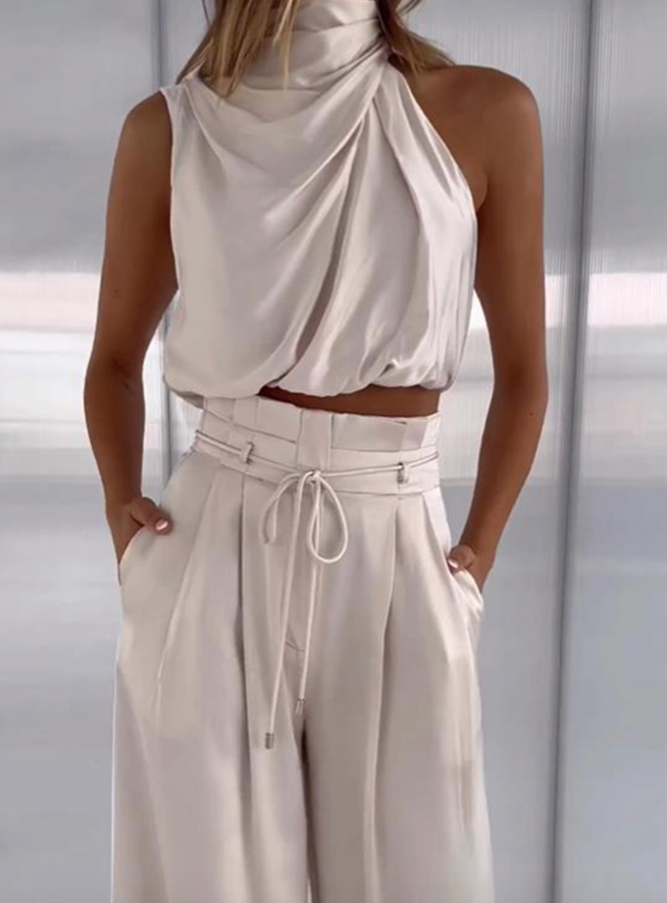 GloriaSilk - Zijden Mouwloze Set voor Dames | Luxe en Comfortabele Tweedelige Outfit
