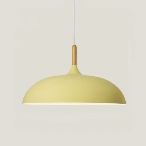 LichtHout - Hanglamp van Metaal en Hout in Zachte Pasteltinten