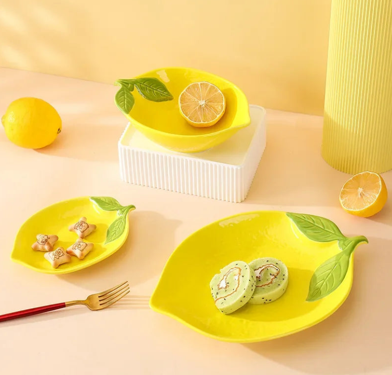 Citroenvormig Keramisch Servies - Fris en Stijlvol Servies voor Elke Tafel