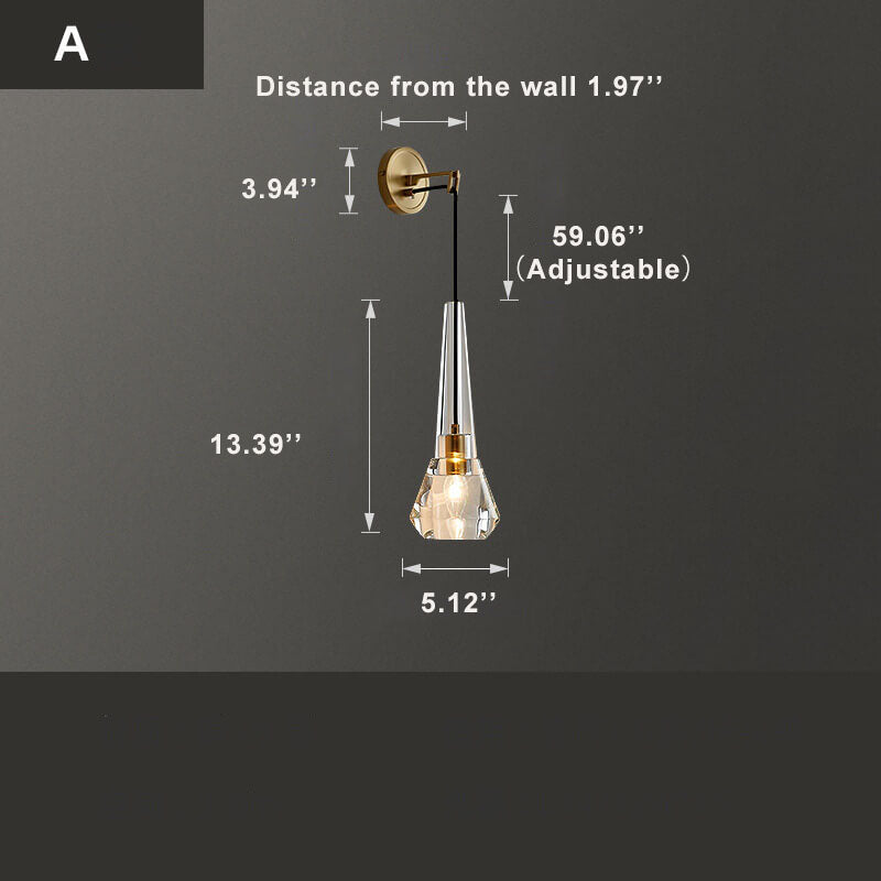 GeoCrystal - Moderne wandlamp van kristalglas met geometrisch ontwerp en één lichtpunt