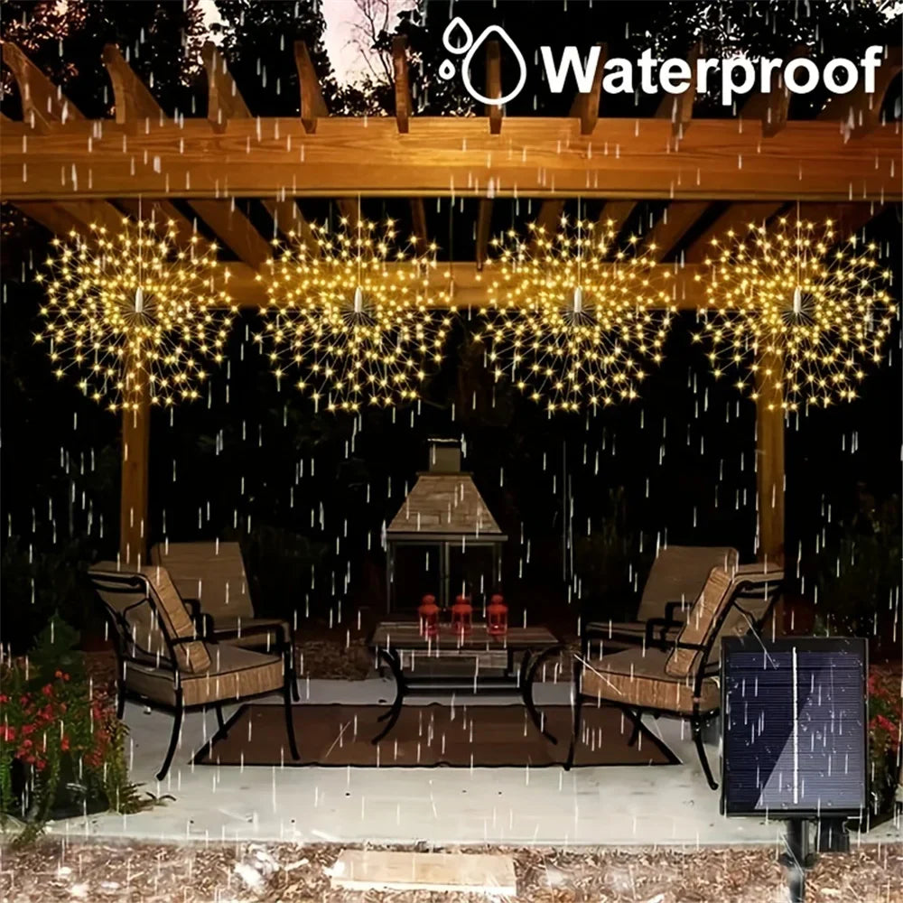 TwinkleBurst - Zwevende Zonne-Vuurwerkverlichting voor Buiten