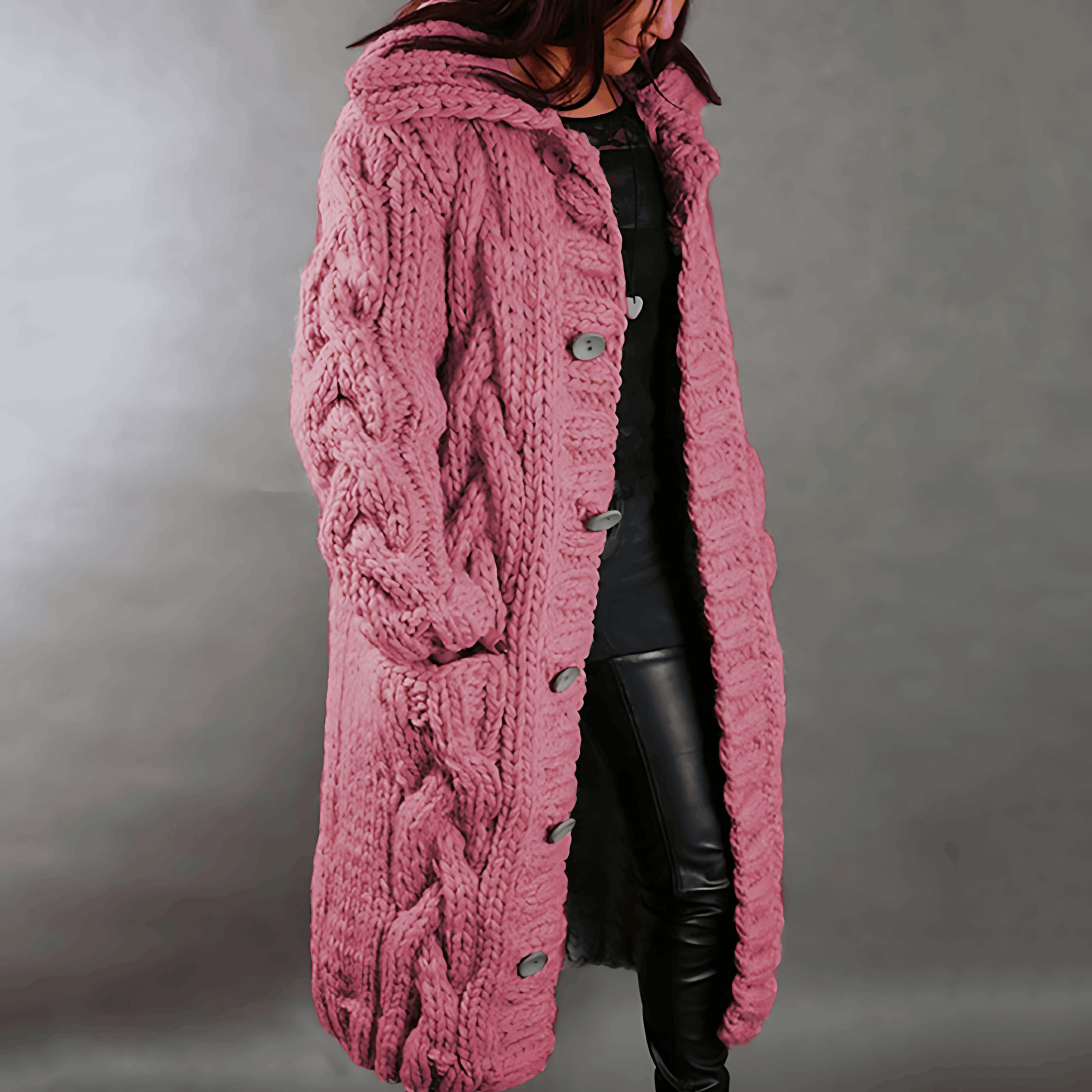 Lindalen - Extra Lange Gebreide Jas in Oversized Pasvorm voor Ultieme Warmte