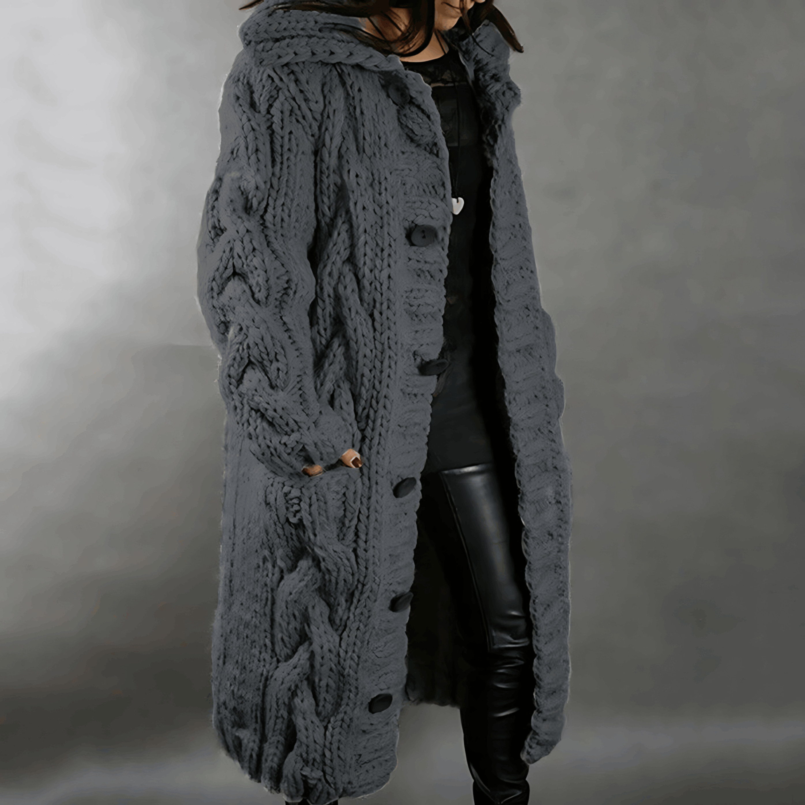 Lindalen - Extra Lange Gebreide Jas in Oversized Pasvorm voor Ultieme Warmte