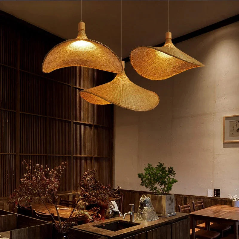 EcoBamboo Hanglamp - Handgemaakte Bamboe Vlechtwerk Lamp voor Eetkamer en Woonkamer