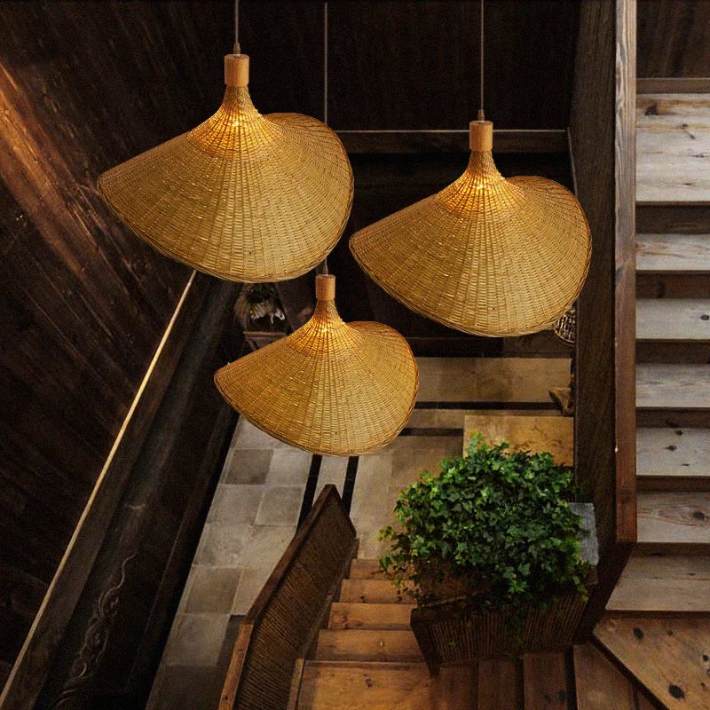 EcoBamboo Hanglamp - Handgemaakte Bamboe Vlechtwerk Lamp voor Eetkamer en Woonkamer