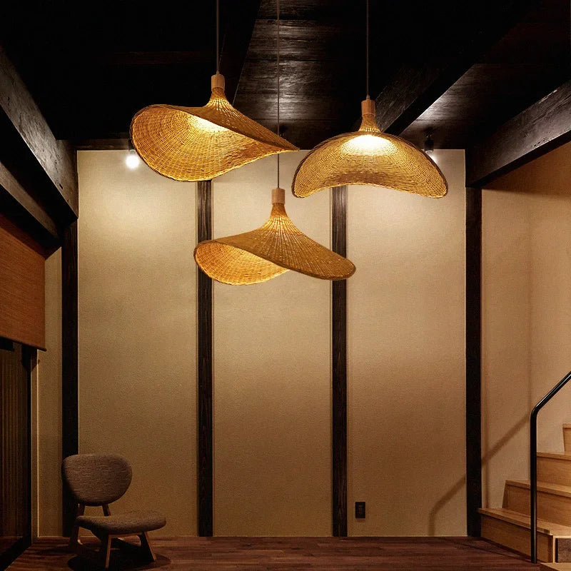 EcoBamboo Hanglamp - Handgemaakte Bamboe Vlechtwerk Lamp voor Eetkamer en Woonkamer