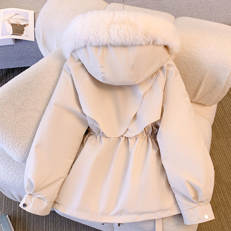 Elegante Lange Damesjas met Kunstbontkraag - Warme Wintermantel voor Koude Dagen