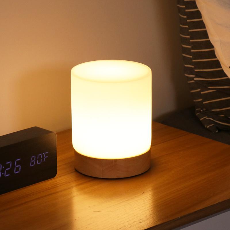 GlowMini - Mini Glazen Cilinder Tafellamp met Touch-Open Functie en 360-graden Verlichting | Perfect voor Lezen en Nachtverlichting