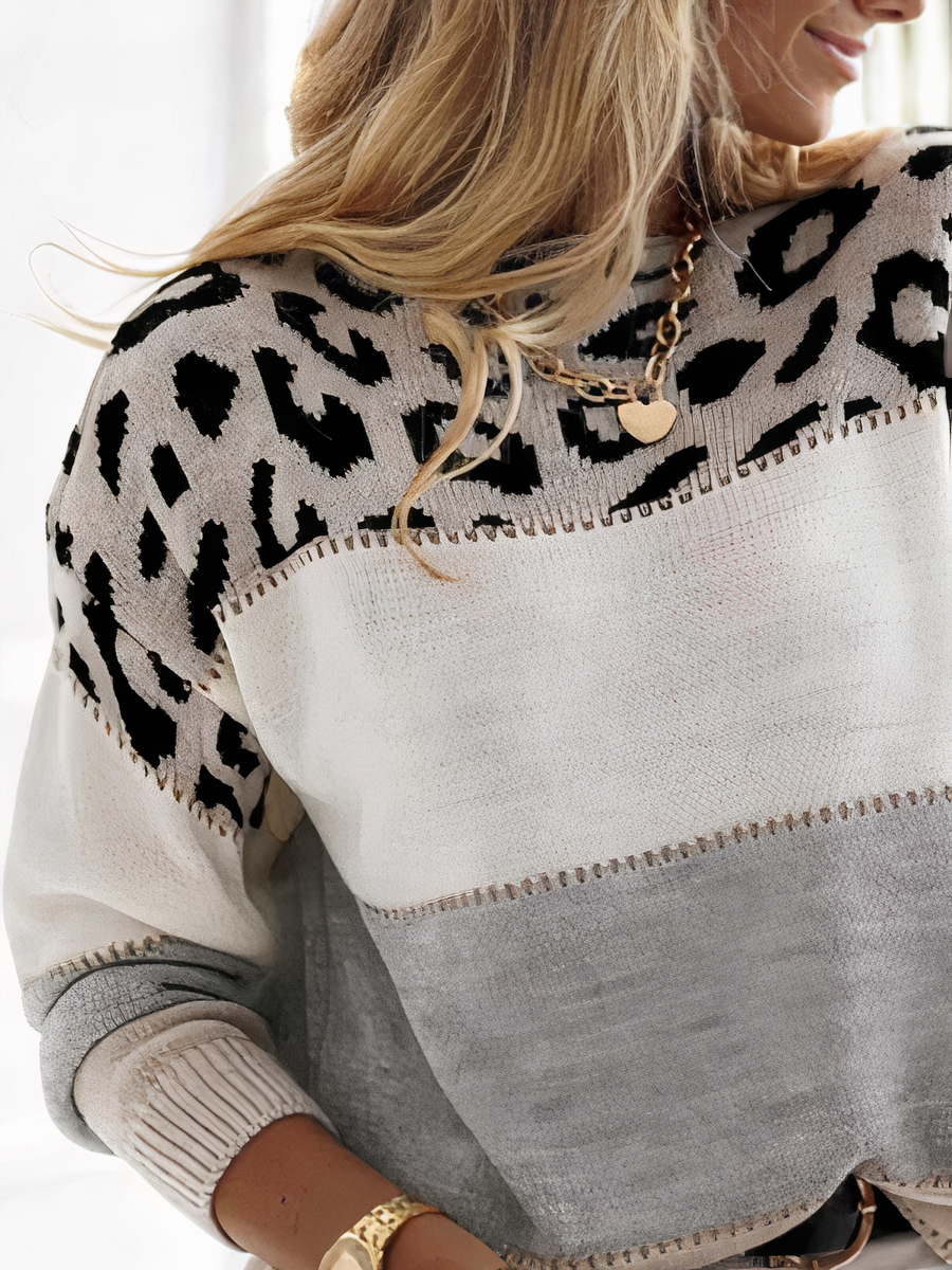 WildaKnit - Gebreide Trui met Panterprint voor Dames