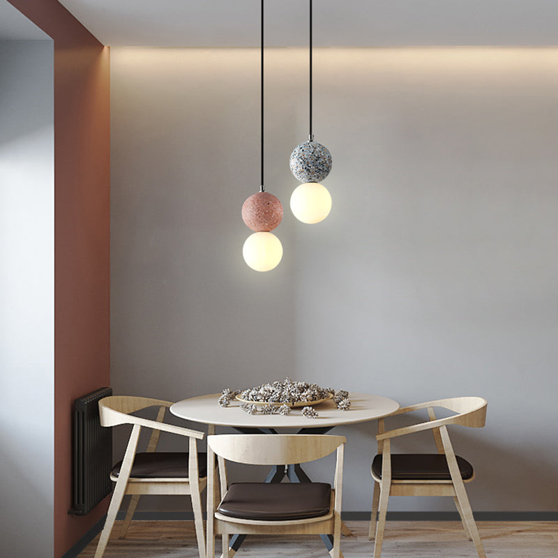 LumiSphere Kleine LED Hanglampen - Zwart Wit Glazen Bollen voor Eettafel en Woonkamer