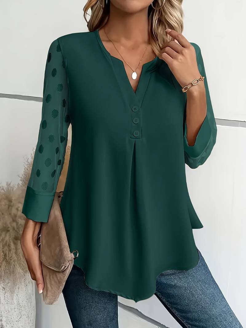 Yara - Elegante Lange Mouw Top met Subtiele Details voor Dames