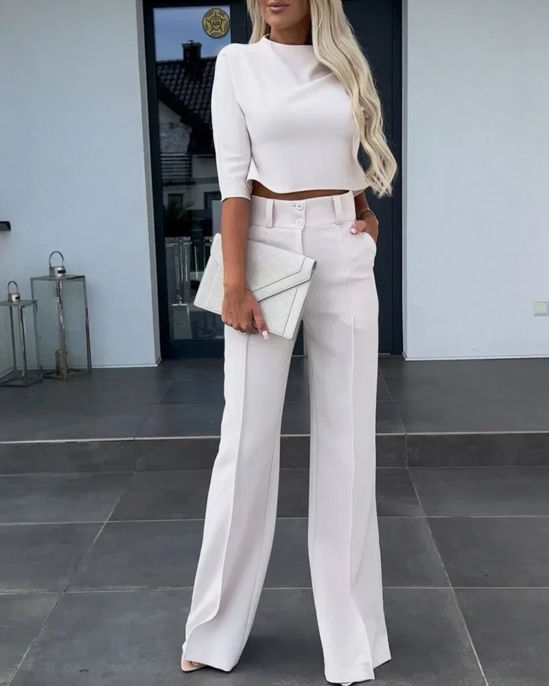 Talia - Set met Jack en Hoog Getailleerde Rechte Broek voor Dames | Stijlvol en Comfortabel Pak