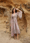 Zomerkleuren Boho Jurk | Luchtige Boho Jurk met Vrije Mouwen
