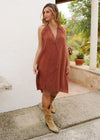Terracotta Boho Midi Jurk | Stijlvolle Boho Jurk met Franjes voor Elke Zomerse Gelegenheid