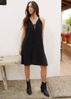 Zwarte Boho Midi Jurk | Stijlvolle Boho Jurk met Franjes voor Een Elegante Look