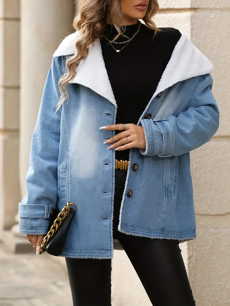 Isabella - Stijlvolle Dames Denimjas met Fleece Voering | Warm en Trendy