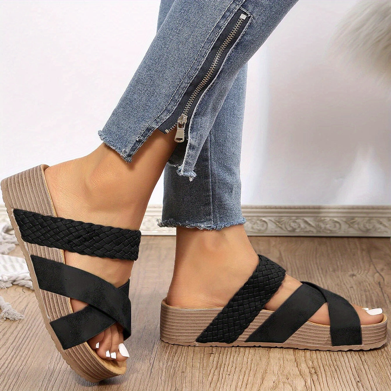 Kruisband Sleehak-Sandalen voor Dames – Elegante Zomerschoenen met Comfort