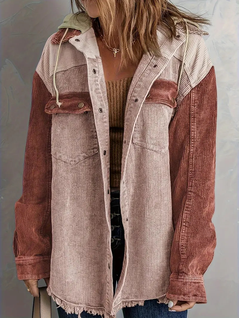 Adele - Kleurblok Hoodie Jas voor Dames | Perfect voor Herfst en Winter