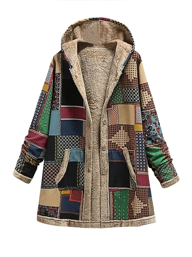 RetroChic - Patchwork Kapuzenjacke voor Dames | Unieke Vintage Stijl