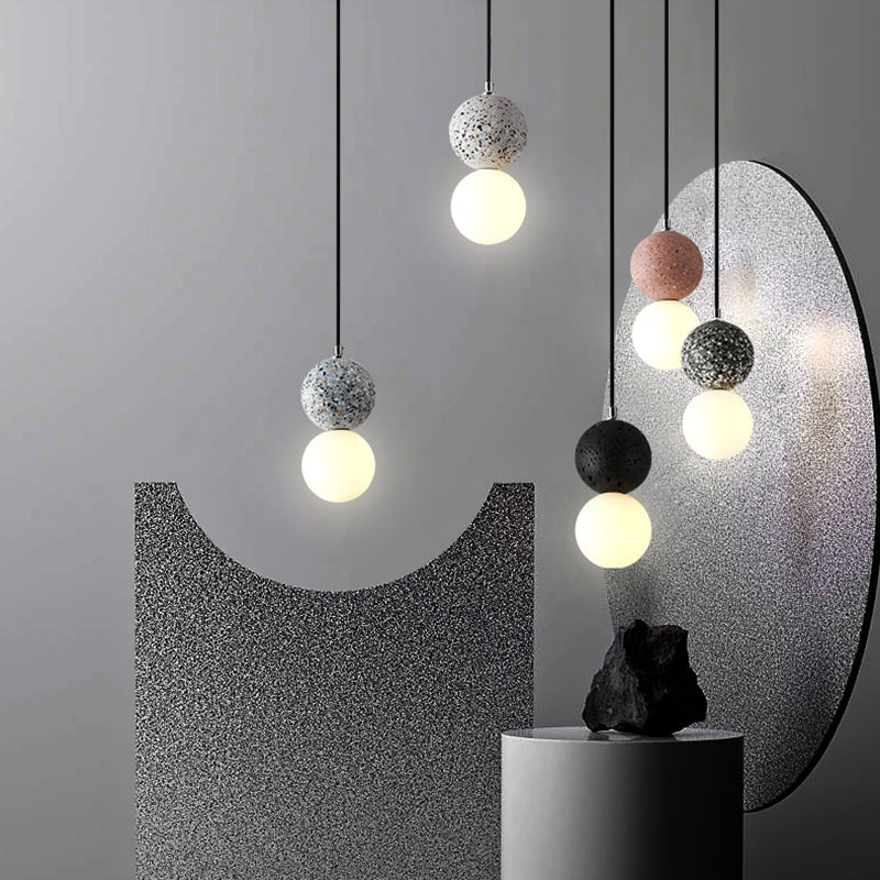 LumiSphere Kleine LED Hanglampen - Zwart Wit Glazen Bollen voor Eettafel en Woonkamer