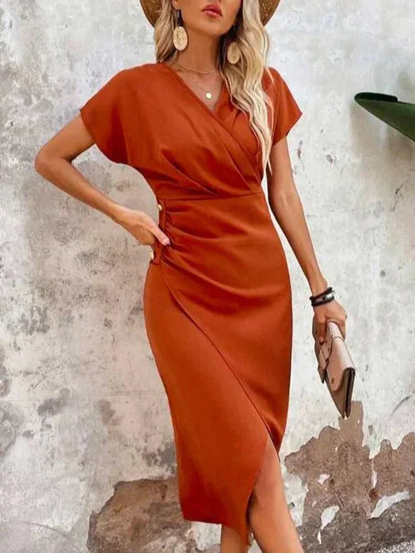 Vera V-Hals Midi Jurk | Elegante Midi Jurk met V-Hals voor Elke Gelegenheid