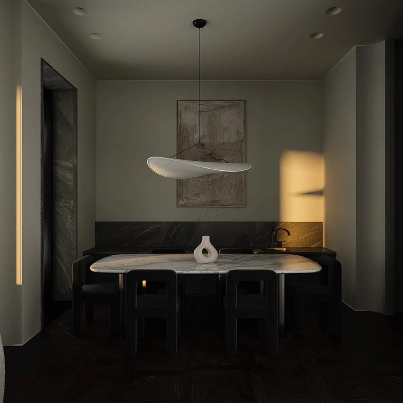 LumiSleek - Moderne LED Hanglamp van Metaal en Kunstzijde in Wit voor de Slaapkamer