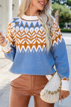 Kira - Warme Trui met Geometrische Winterprint voor Dames