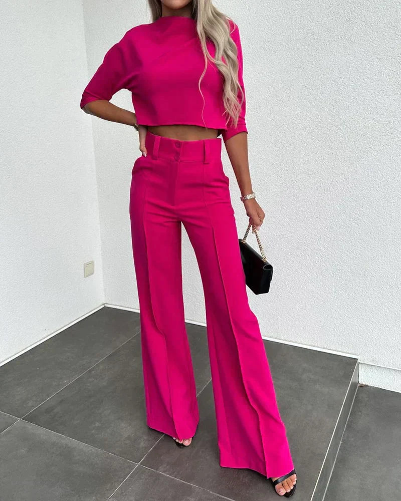 Talia - Set met Jack en Hoog Getailleerde Rechte Broek voor Dames | Stijlvol en Comfortabel Pak