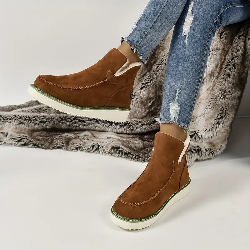 Jasmijn - Dames Laarzen in Effen Fluffy Design | Warme Winterstiefels voor Dames