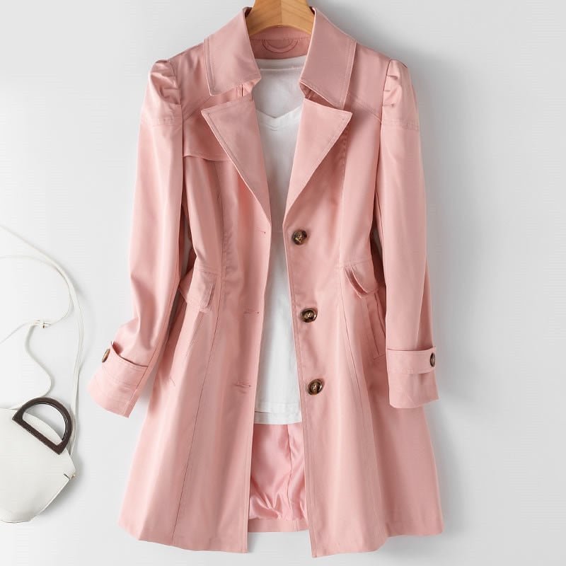 Elisa - Moderne Trenchcoat met Hoge Kraag en Knopen voor Dames
