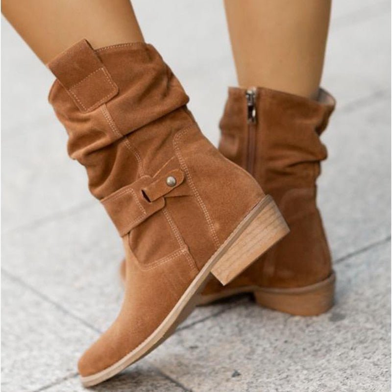 BellaZipper Stiefeletten voor Dames | Stijlvolle Enkellaarzen met Zijrits en Lage Hak