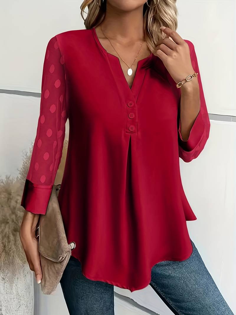 Yara - Elegante Lange Mouw Top met Subtiele Details voor Dames