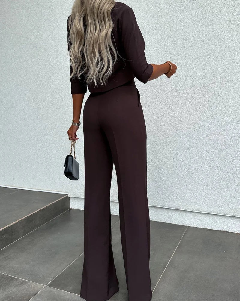Talia - Set met Jack en Hoog Getailleerde Rechte Broek voor Dames | Stijlvol en Comfortabel Pak
