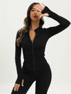 Una - Zwarte Dames Yoga Jas | Slim Fit en Comfortabel