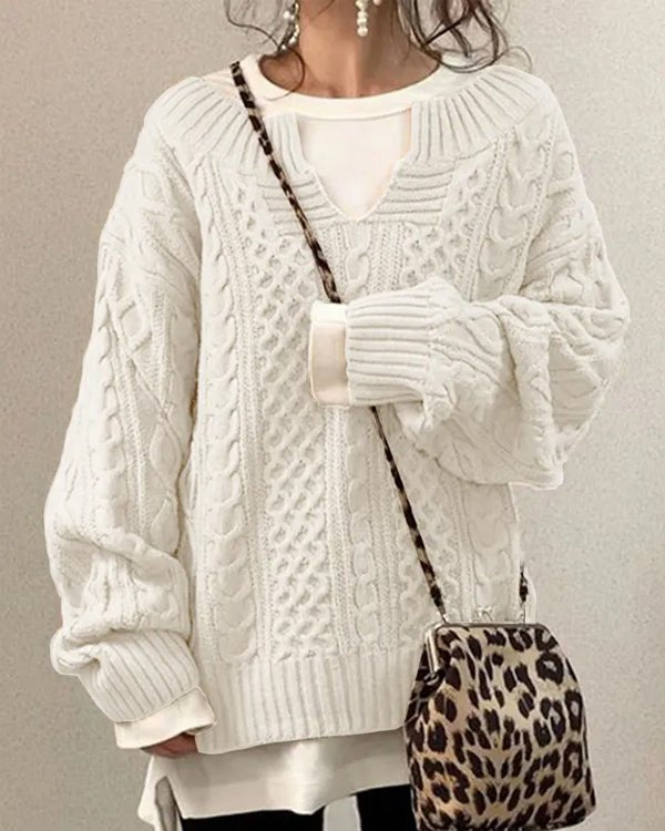 ComfortKnit - Losjes Gebreide Damestrui met Casual Patroon