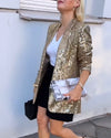 Aurora Gouden Glitterjack met Pailletten | Chique Damesjas met Sprankelende Details