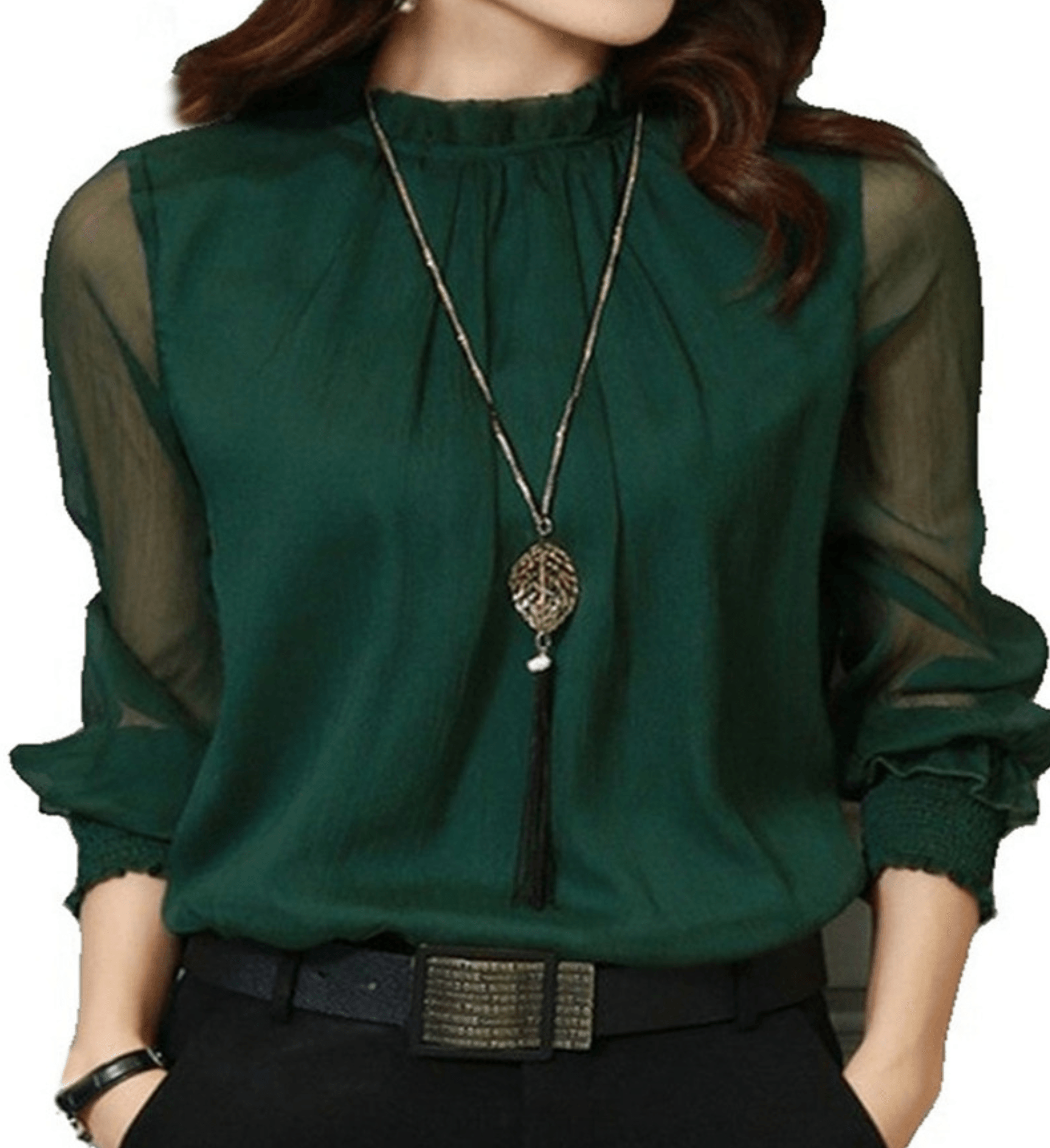 Eline - Elegante Dames Blouse met Netstof en Halsuitsnijding - Stijlvol en Verfijnd