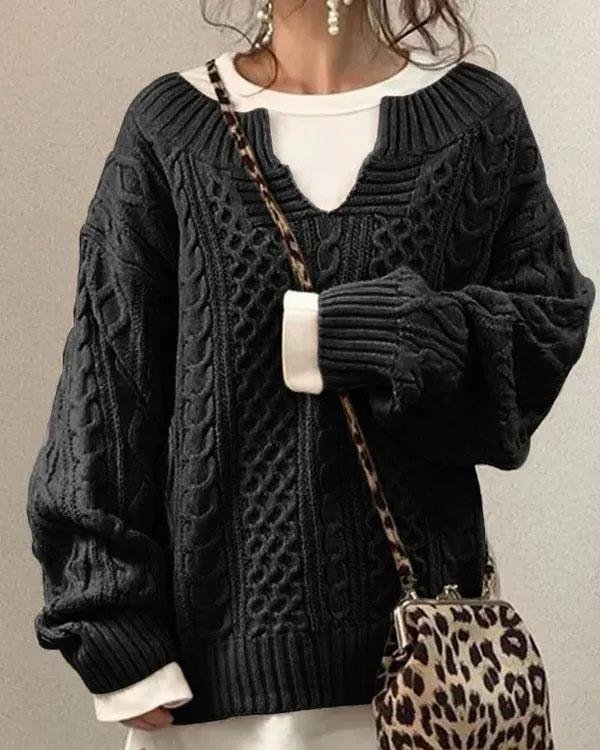 ComfortKnit - Losjes Gebreide Damestrui met Casual Patroon