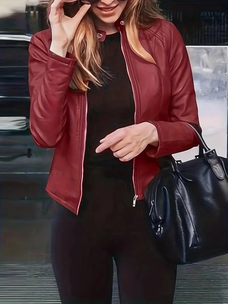Willem - Elegante Kunstleren Crop Jas voor Dames | Perfect voor Herfst en Lente