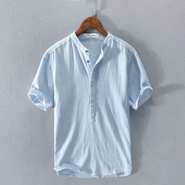 Casual Heren Henley T-shirt met Knoopsluiting en Korte Mouwen – Comfort en Stijl voor Elke Dag