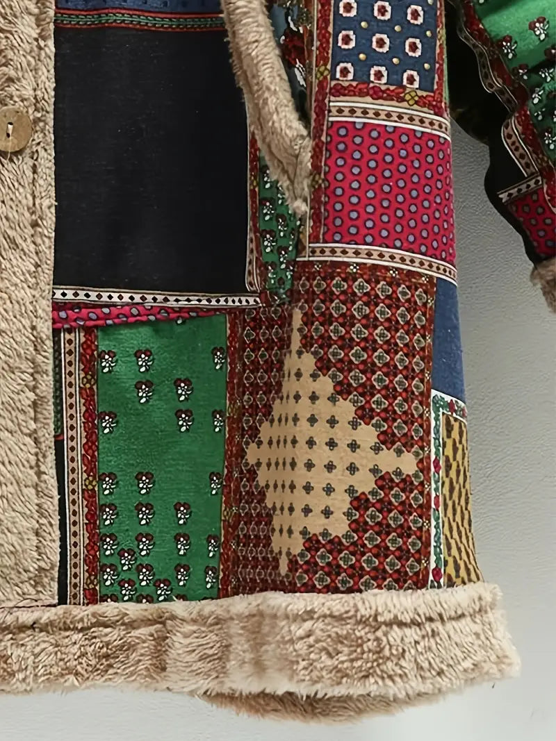 RetroChic - Patchwork Kapuzenjacke voor Dames | Unieke Vintage Stijl
