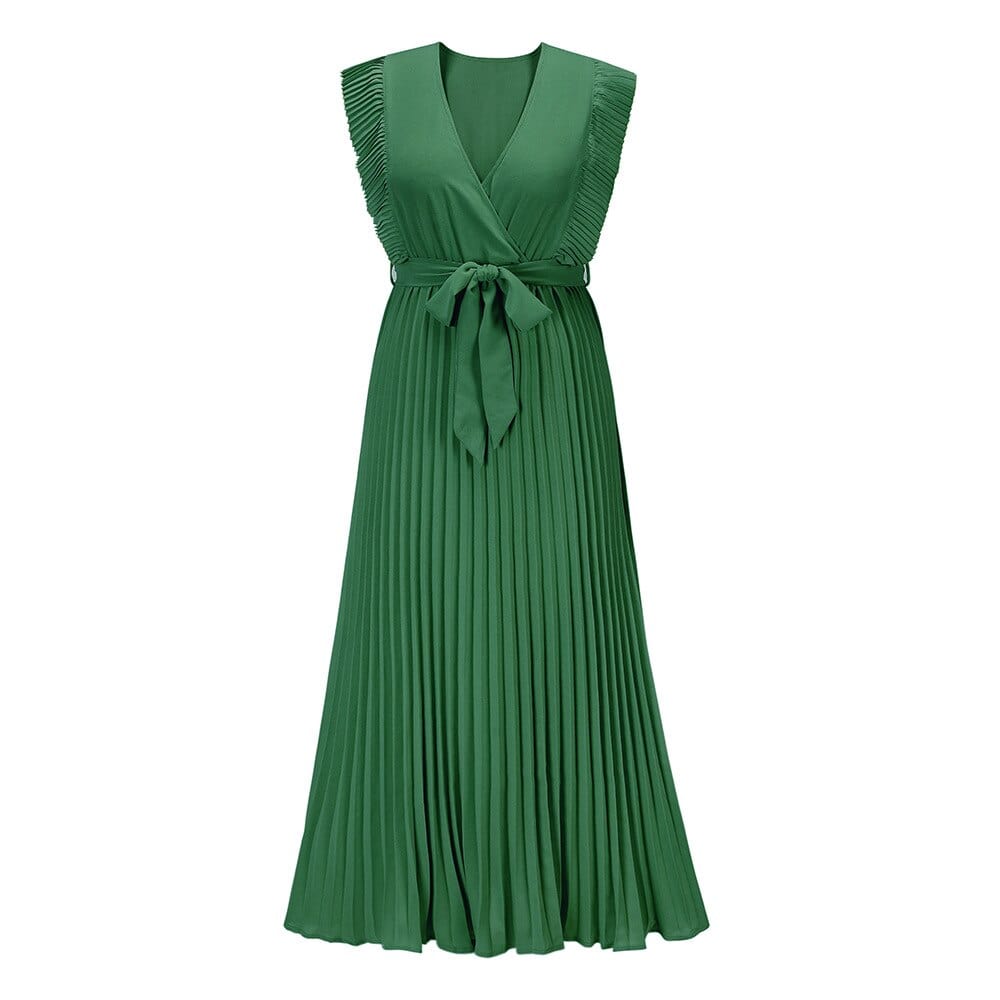Groene Boho Feestjurk voor Bruiloftsgasten met V-Hals | Stijlvolle Bohemian Jurk voor Elke Gelegenheid