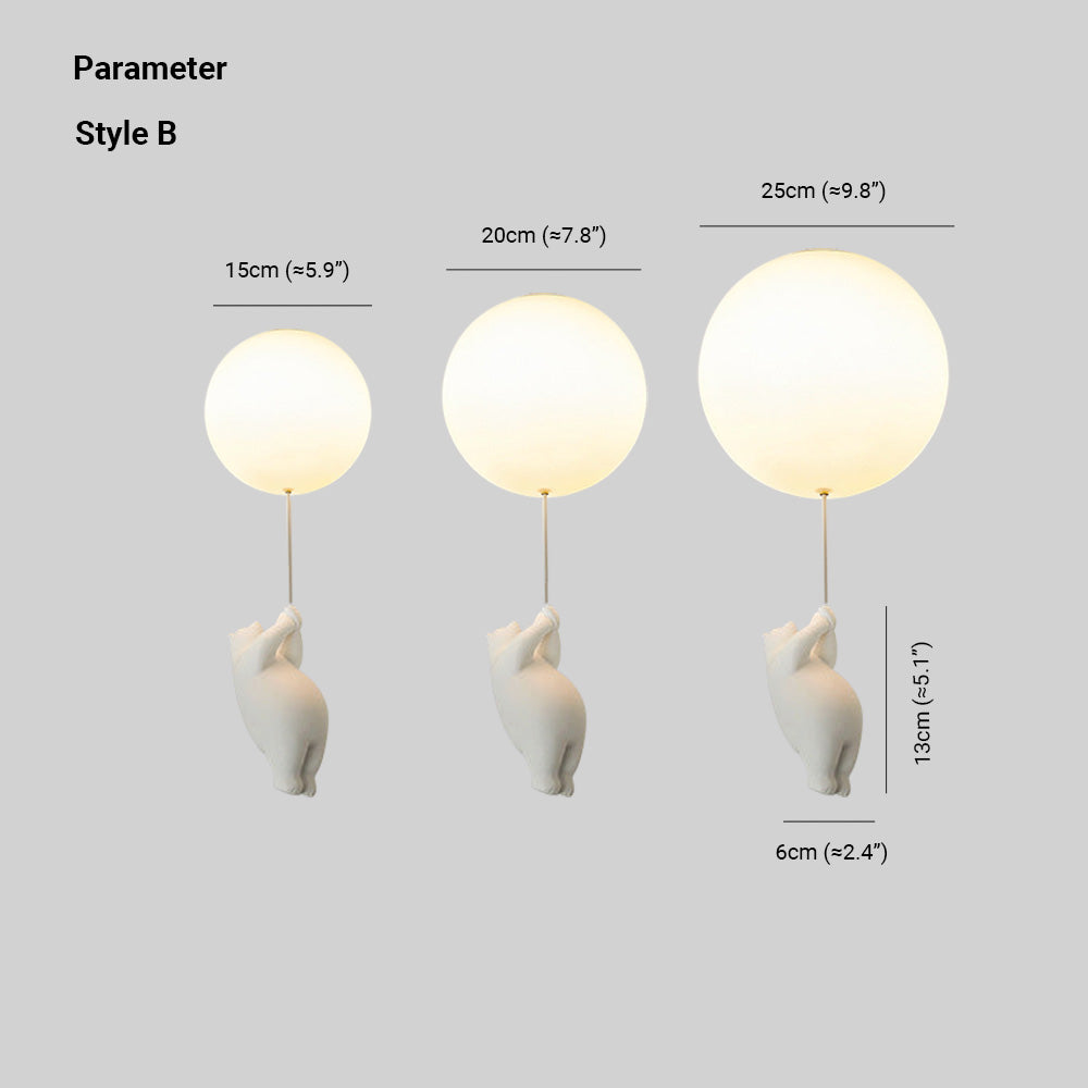 Speelse Beer Ballon Plafondlamp - Unieke Kinderkamer Hanglamp met LED Verlichting