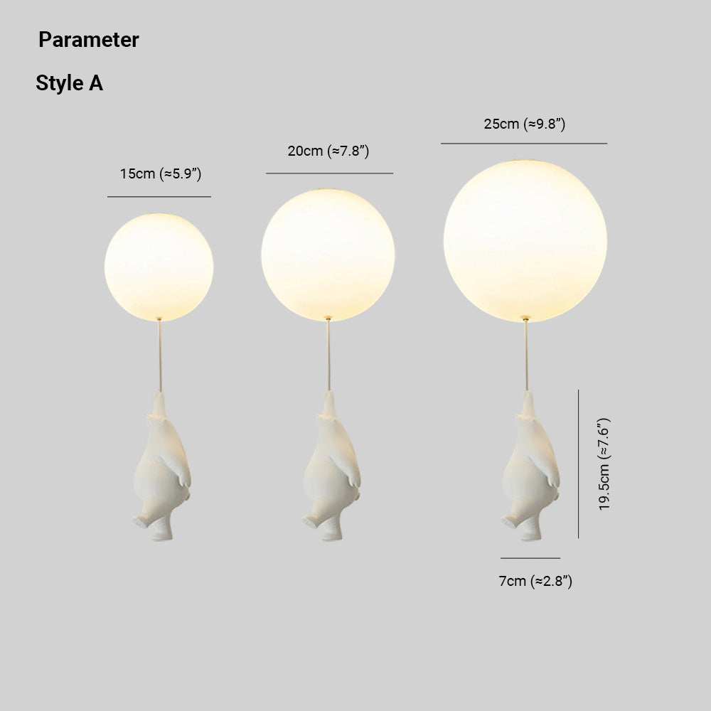 Speelse Beer Ballon Plafondlamp - Unieke Kinderkamer Hanglamp met LED Verlichting