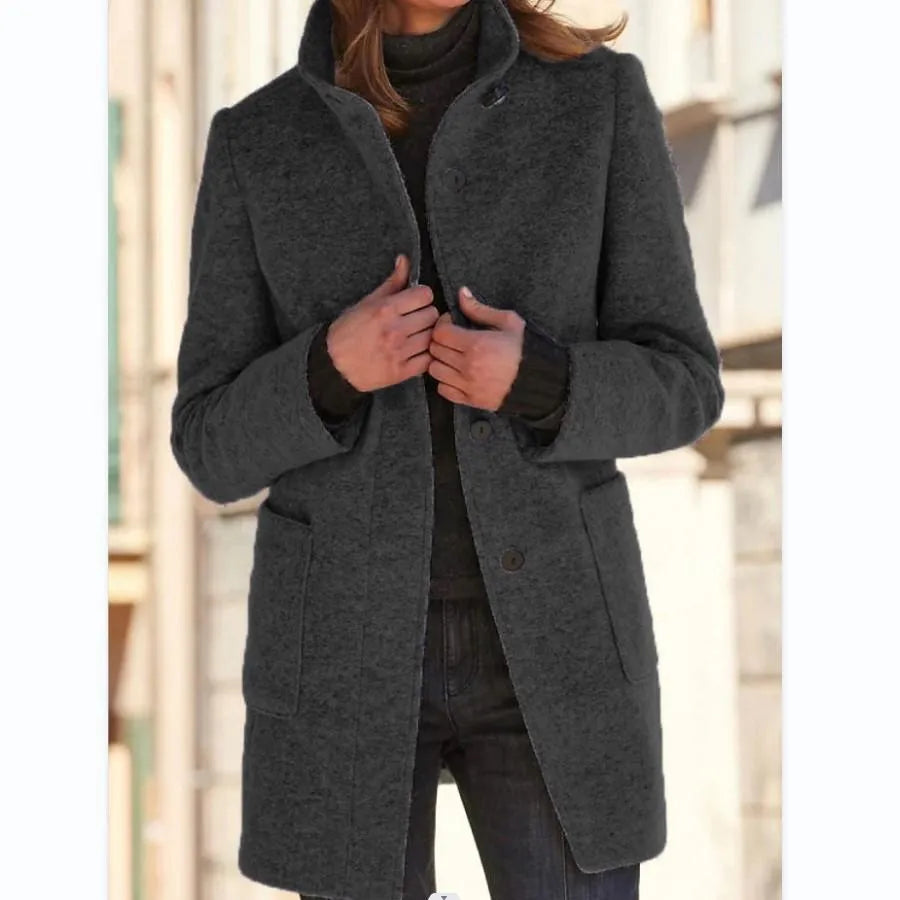 Sophie – Wol Jas met Knopen voor Dames | Stijlvol en Warm