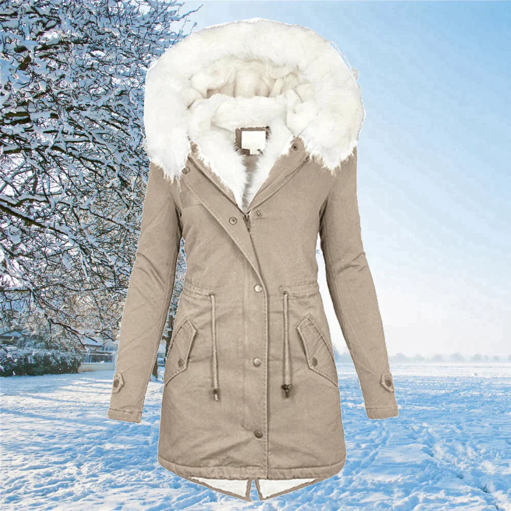Elena Parka-Mantel met Capuchon en Bontvoering | Warme Damesjas voor de Winter