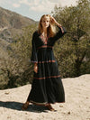 Eleganzia V-Hals Boho Maxi Jurk in Donkergroen voor Dames