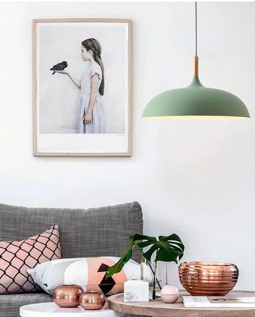 LichtHout - Hanglamp van Metaal en Hout in Zachte Pasteltinten