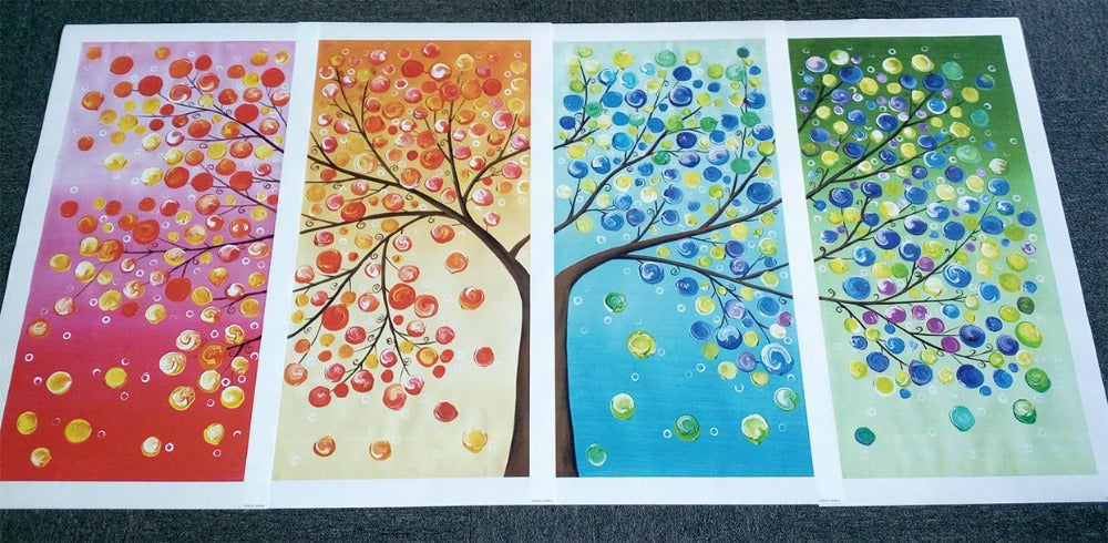 Natuuroase Wanddecoratie | Vier Seizoenen Kunstwerk voor Thuis